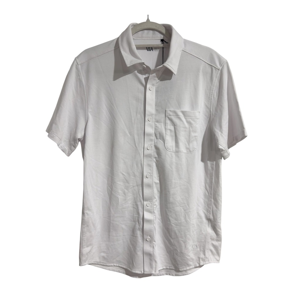 VRST Limitless Performance Mens White Short Sleeve Button Up Shirt Stretch Small